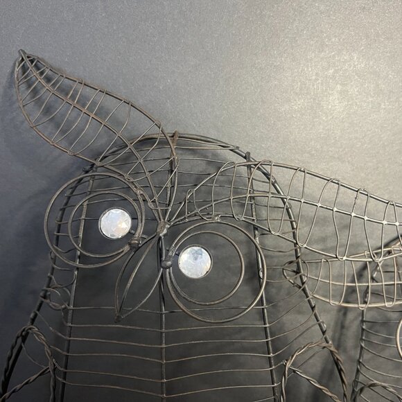 Decorative Metal Wire Owls w/ White Gem Eyes on a Branch Wall Art 12.75 x 18" - Picture 4 of 8